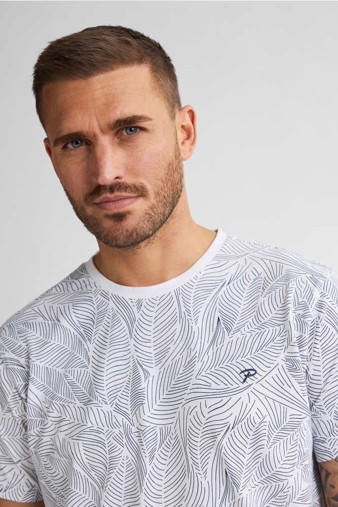 T SHIRT MET GRAFISCH PATROON M 1050 TSR116 0000 Bright White